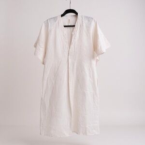 Christina Lehr Sz S/M Linen V-Neck Pastel Shirt Dress Beach Minimalist Scandi